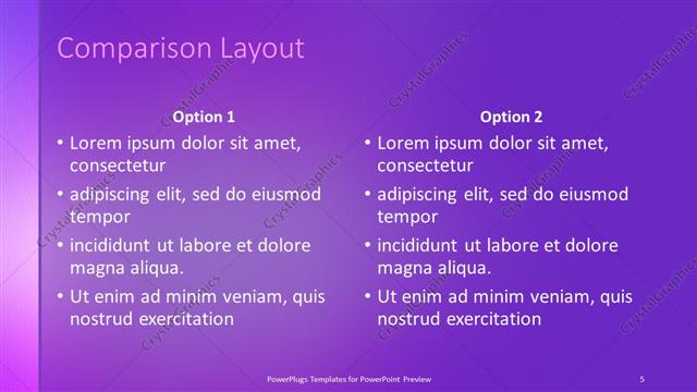Comparison presentation slide layout