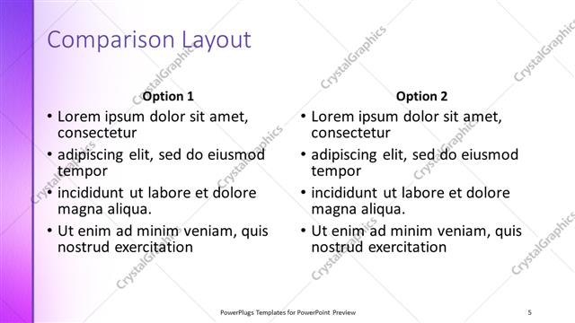 Comparison presentation slide layout