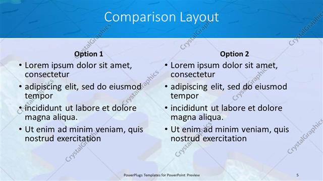 Comparison presentation slide layout