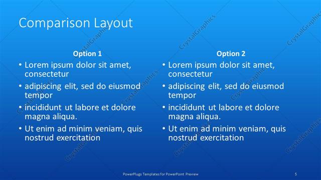 Comparison presentation slide layout