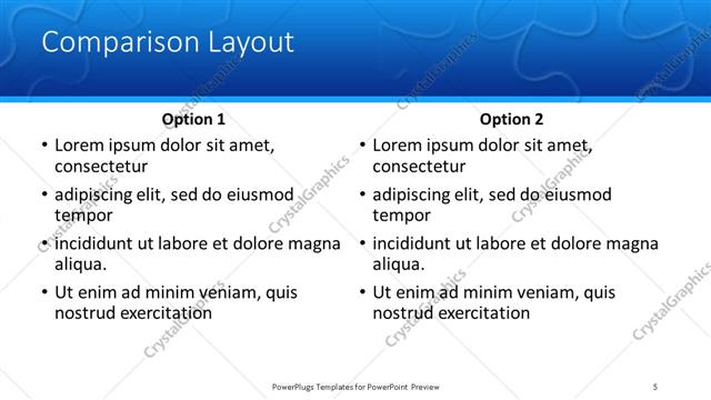 Comparison presentation slide layout