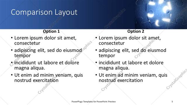 Comparison presentation slide layout