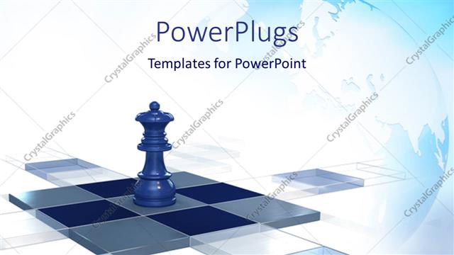  Presentation with chess - Blue queen chess piece in the center of incomplete transparent board