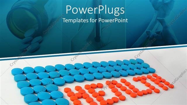  Presentation with pills - Blue and red pills spelling health