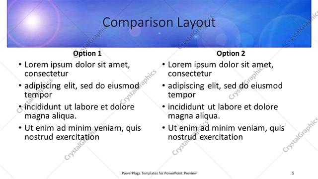 Comparison presentation slide layout