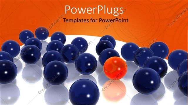  Presentation with blue orange - Blue round balls surround orange ball on blue and orange background