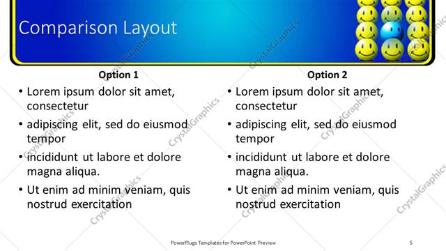 Comparison presentation slide layout