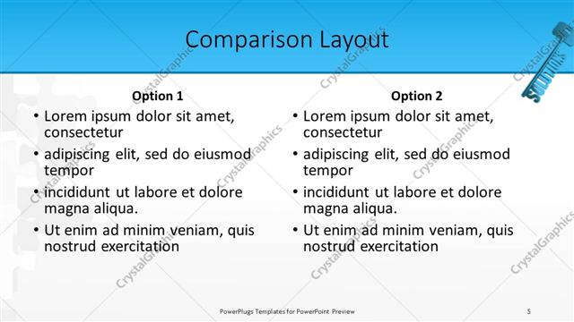 Comparison presentation slide layout