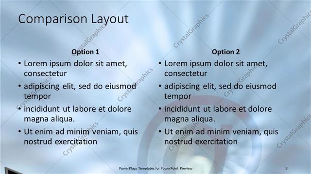 Comparison presentation slide layout