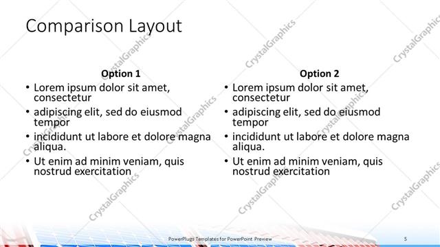 Comparison presentation slide layout