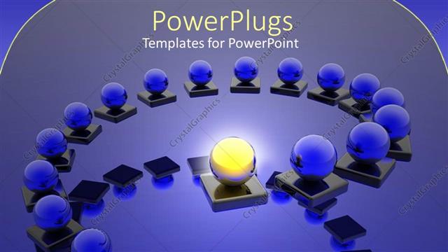  Presentation with spheres - Blue spheres on black box and blue background