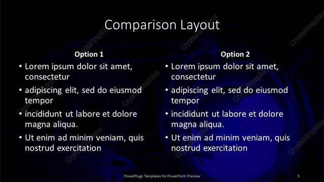Comparison presentation slide layout