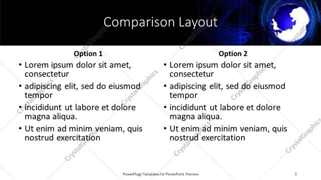 Comparison presentation slide layout