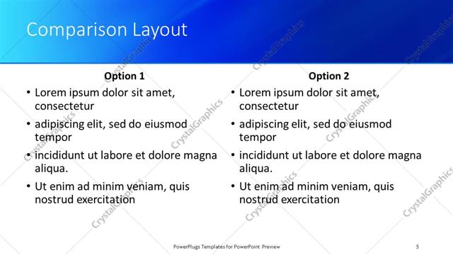 Comparison presentation slide layout