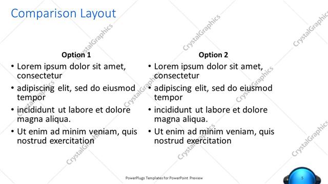 Comparison presentation slide layout
