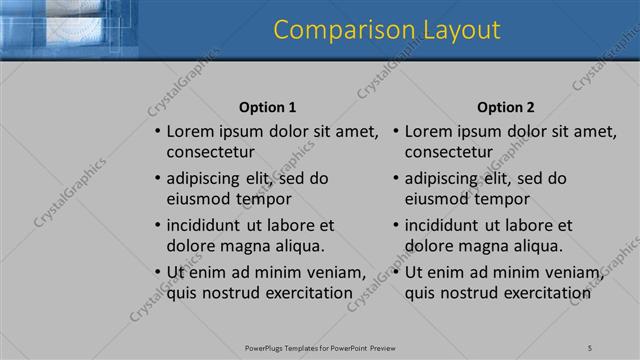Comparison presentation slide layout