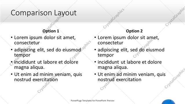 Comparison presentation slide layout