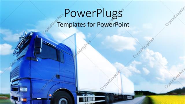  Presentation with truck - Blue truck running on country road, a truck transport concept