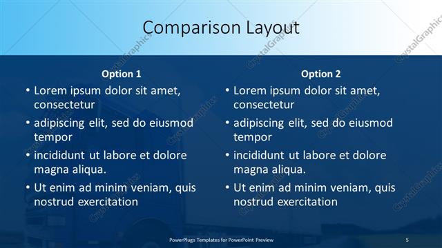 Comparison presentation slide layout