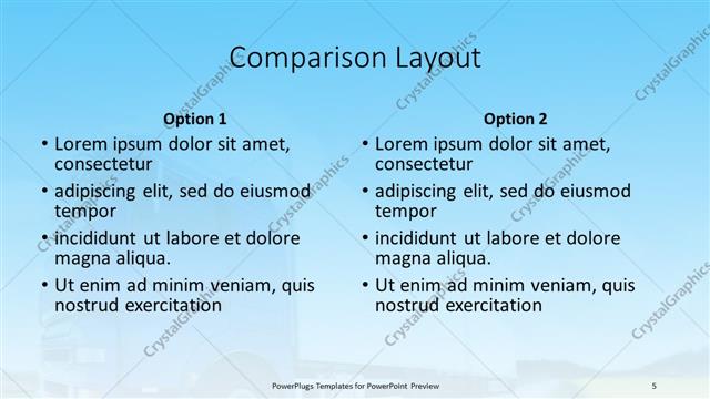 Comparison presentation slide layout