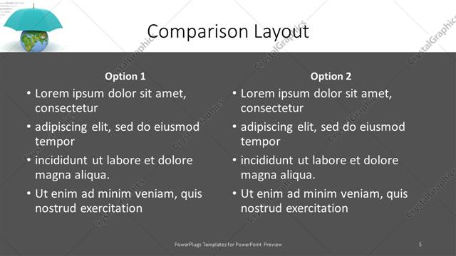 Comparison presentation slide layout