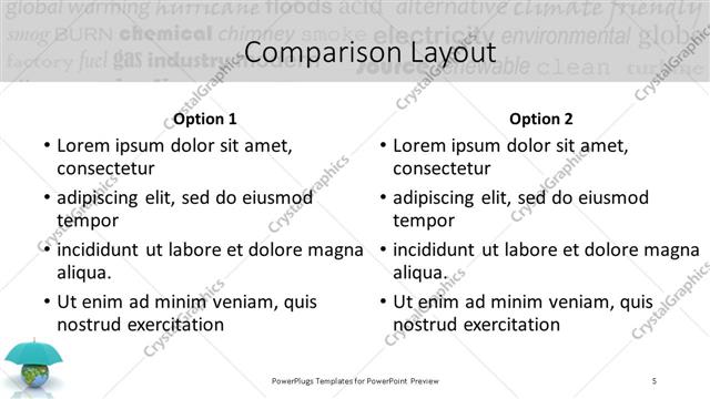 Comparison presentation slide layout