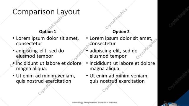 Comparison presentation slide layout