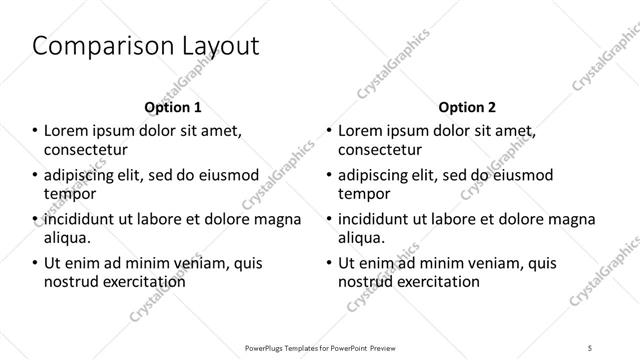 Comparison presentation slide layout