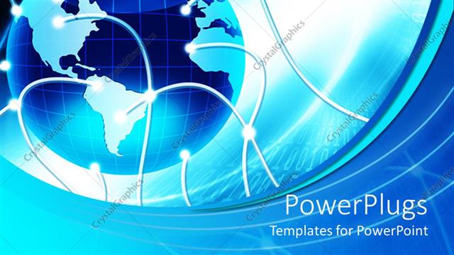  Presentation with wires - Blue and white earth globe with connecting wires connected