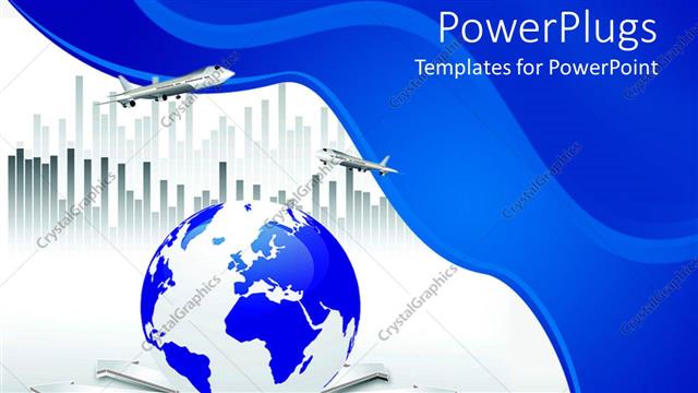  Presentation with blue business - Blue and white earth globe on a white and blue background
