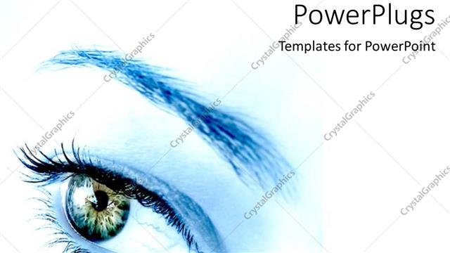  Presentation with eye - Blue woman's eye envisioning future as a metaphor on a white background