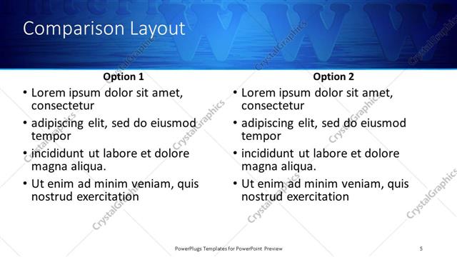 Comparison presentation slide layout