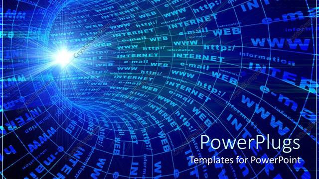  Presentation with wormhole - Blue wormhole with internet related words