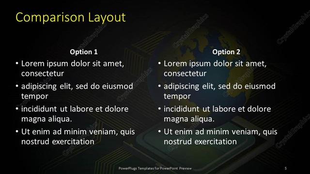 Comparison presentation slide layout