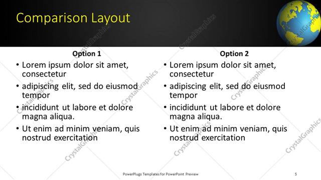 Comparison presentation slide layout