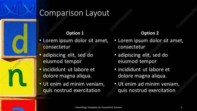 Comparison presentation slide layout