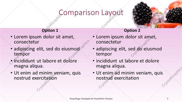 Comparison presentation slide layout