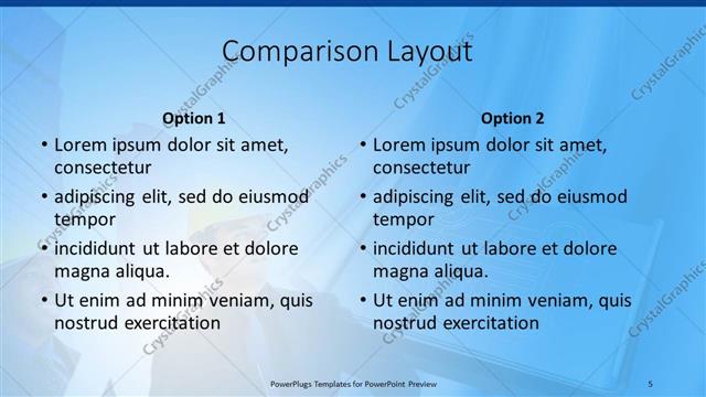 Comparison presentation slide layout