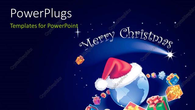  Presentation with merry christmas - A bluish background and a globe