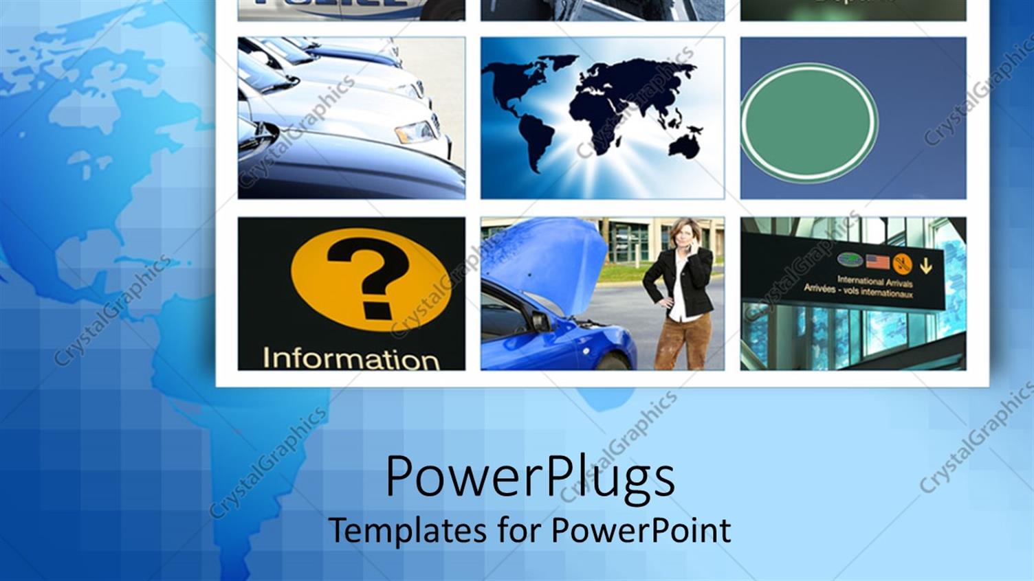 Featuring a Bluish Background with a Number of Pictures in Squares