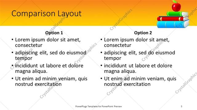 Comparison presentation slide layout