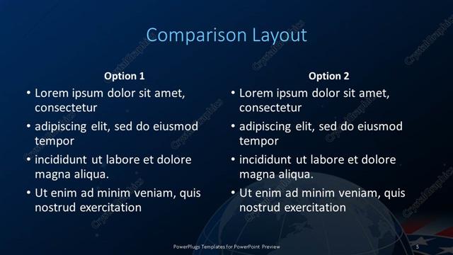 Comparison presentation slide layout
