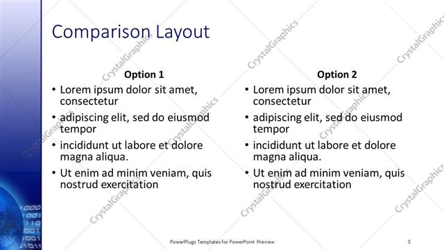 Comparison presentation slide layout