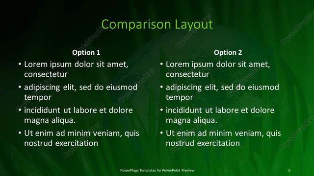 Comparison presentation slide layout