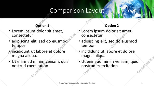 Comparison presentation slide layout