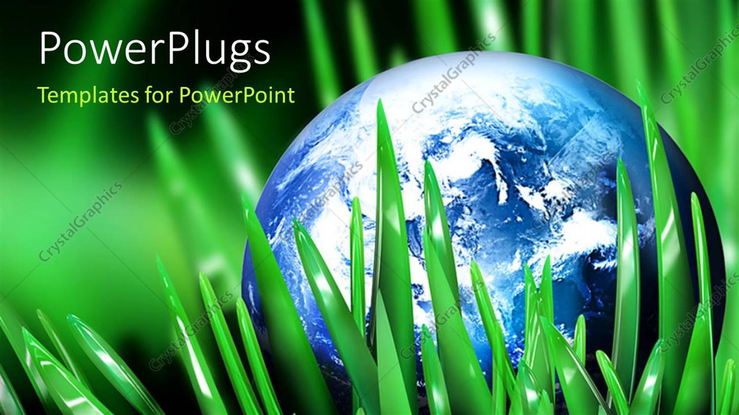 Featuring a Bluish Globe in a Grass and Place for Text