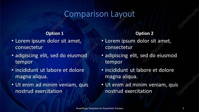 Comparison presentation slide layout