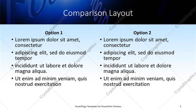 Comparison presentation slide layout
