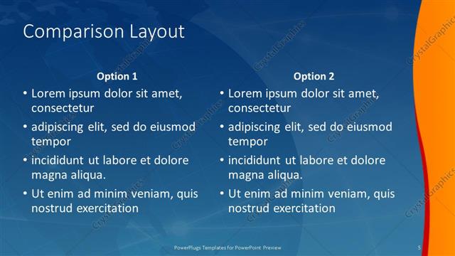 Comparison presentation slide layout
