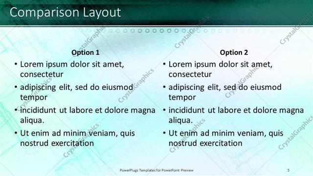 Comparison presentation slide layout